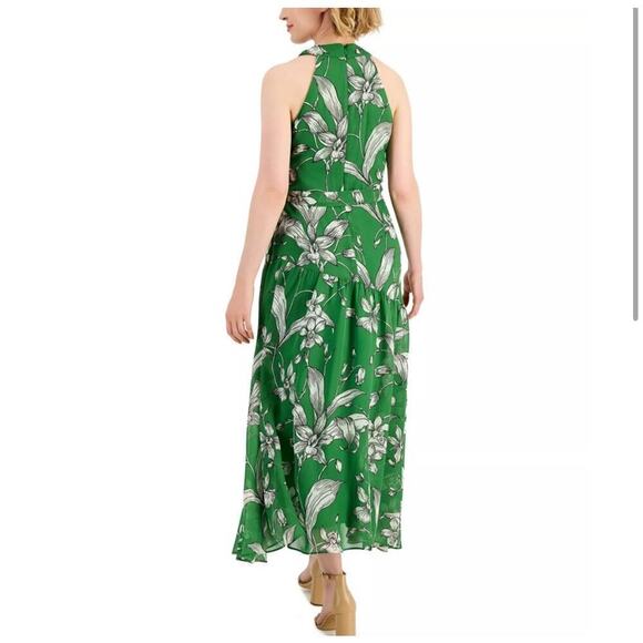 NWT Taylor Emelia Maxi Dress Sleeveless Floral Print Halter Neck Green Womens 8 - Picture 2 of 12